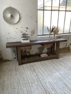 Etabli console en chêne massif 220cm