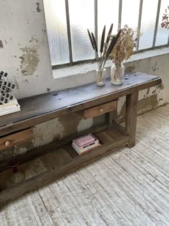 Etabli console en chêne massif 220cm