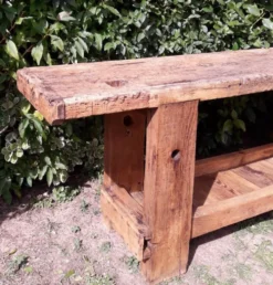 Etabli d’atelier L261xP50xH80,5cm ancien en hêtre