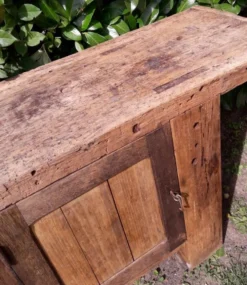 Etabli d’atelier L261xP50xH80,5cm ancien en hêtre