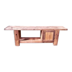 Etabli d’atelier L261xP50xH80,5cm ancien en hêtre