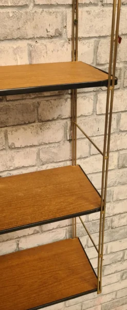 Etagere 1950 a 60 string plaquage bois avec jonc en bordure de tablette h60x17x50