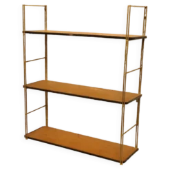 Etagere 1950 a 60 string plaquage bois avec jonc en bordure de tablette h60x17x50