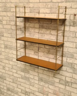 Etagere 1950 a 60 string plaquage bois avec jonc en bordure de tablette h60x17x50