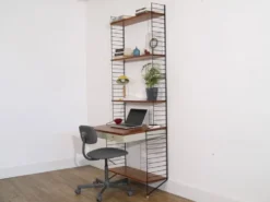 Etagere/bureau autopotante en teck, string design 1960