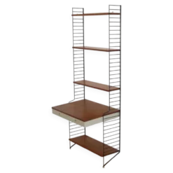 Etagere/bureau autopotante en teck, string design 1960