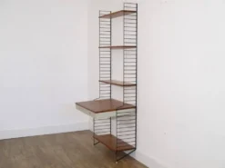 Etagere/bureau autopotante en teck, string design 1960