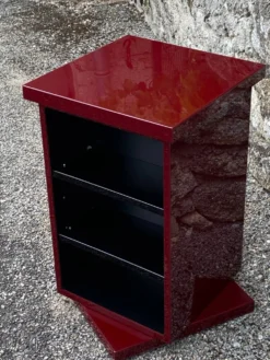 Etagere carree plexiglass bordeaux lie de vin david lange vintage 1980