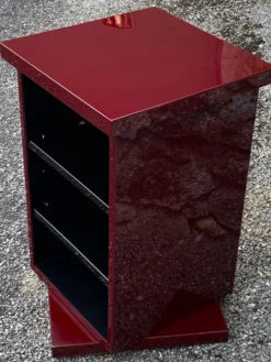 Etagere carree plexiglass bordeaux lie de vin david lange vintage 1980