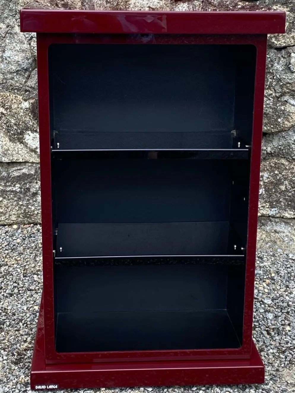 Etagere carree plexiglass bordeaux lie de vin david lange vintage 1980