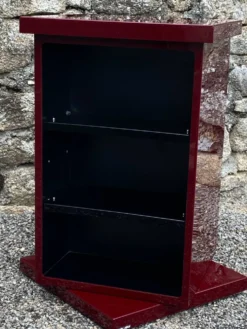 Etagere carree plexiglass bordeaux lie de vin david lange vintage 1980