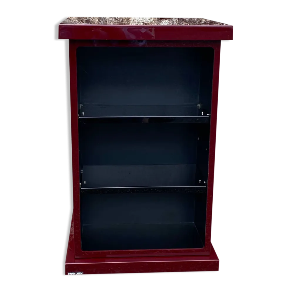 Etagere carree plexiglass bordeaux lie de vin david lange vintage 1980