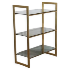Etagere italienne en verre et metal doré de Artelano 1970