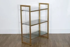 Etagere italienne en verre et metal doré de Artelano 1970