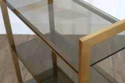 Etagere italienne en verre et metal doré de Artelano 1970