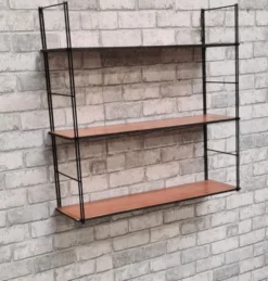 Etagere scandinave 1960 tomado, acier et 3 plateaux 47x49x16