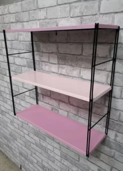 Etagere string metal rose 2 tons montants noir. 47x49x16 t1960 70.
