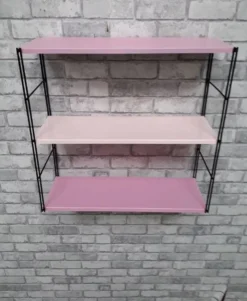 Etagere string metal rose 2 tons montants noir. 47x49x16 t1960 70.