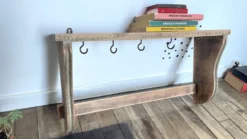 ETAGERE Vintage 5 Crochets BOIS Brut