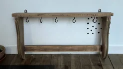 ETAGERE Vintage 5 Crochets BOIS Brut
