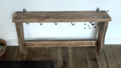 ETAGERE Vintage 5 Crochets BOIS Brut