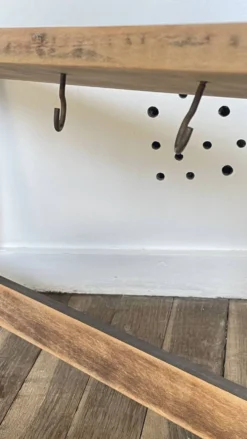 ETAGERE Vintage 5 Crochets BOIS Brut