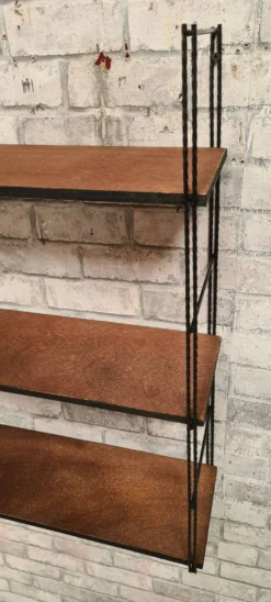 etagere 1960 vintage , string, bois et metal 60x58x17