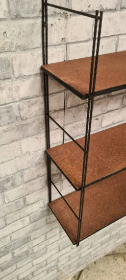 etagere 1960 vintage , string, bois et metal 60x58x17