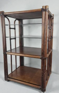 Etagère bambou verre fumé 1970