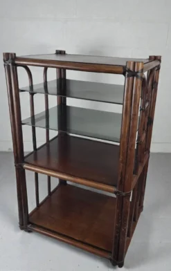 Etagère bambou verre fumé 1970