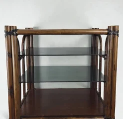 Etagère bambou verre fumé 1970