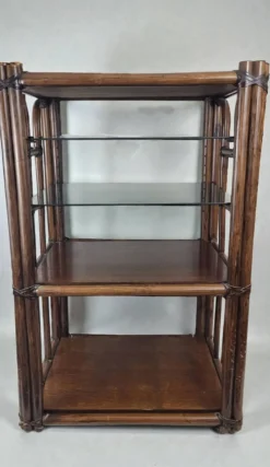 Etagère bambou verre fumé 1970