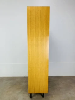 Etagère bibliothèque moderniste des années 50, chêne clair, vintage