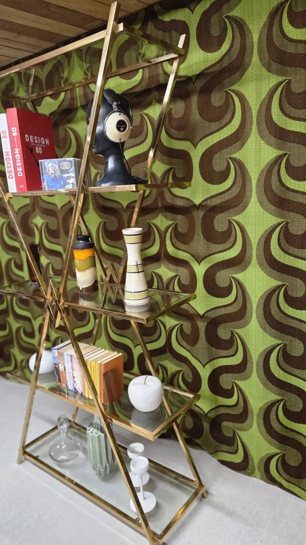Etagère design en laiton année 80