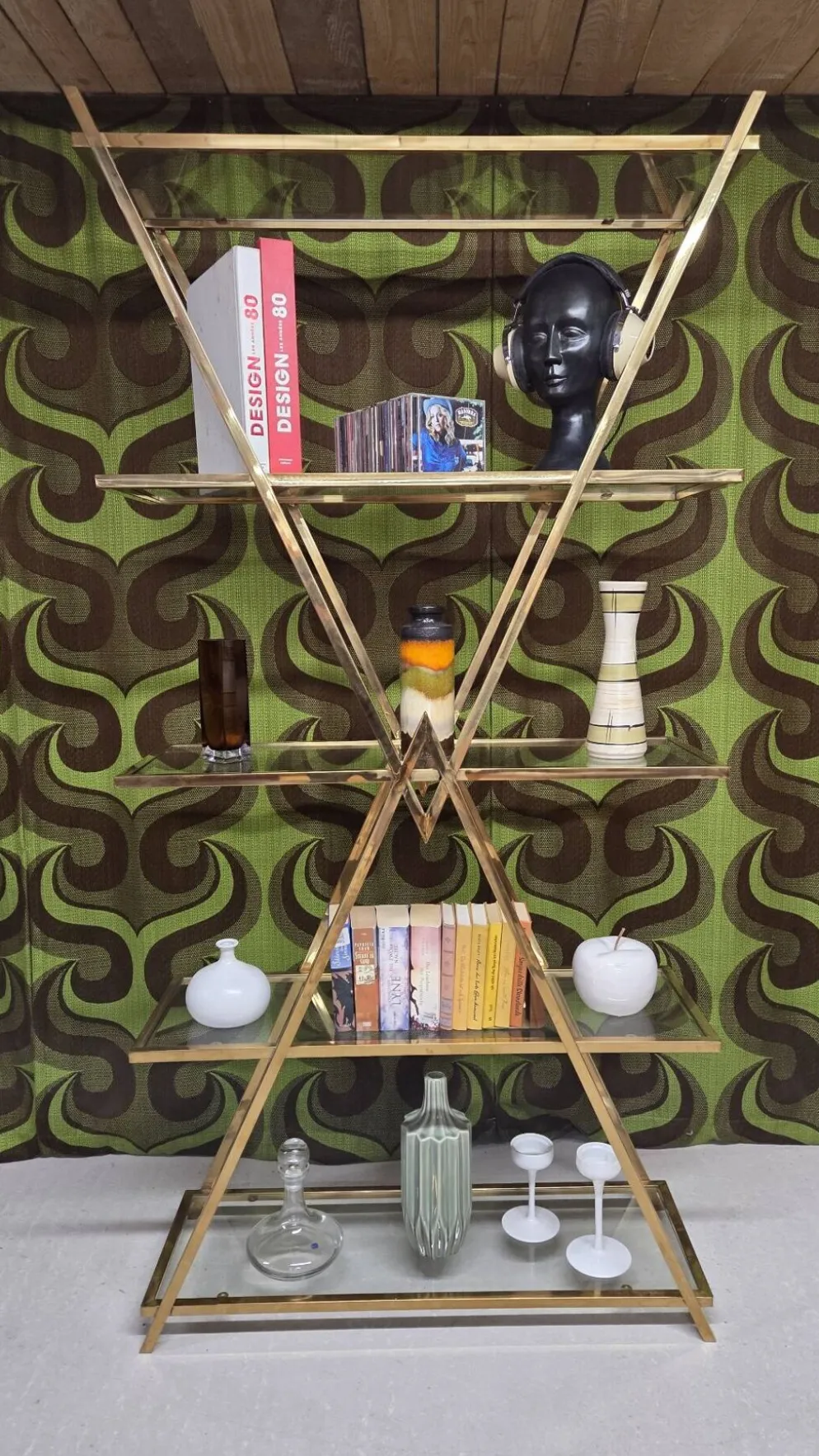 Etagère design en laiton année 80
