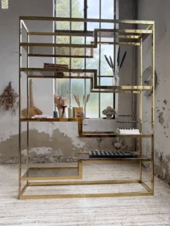 Etagère laiton 1970 Belgo Chrom regency