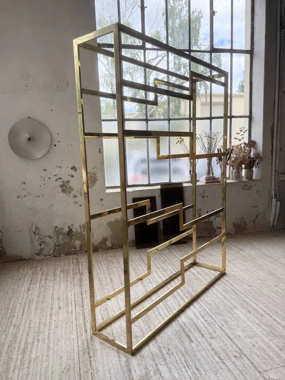 Etagère laiton 1970 Belgo Chrom regency