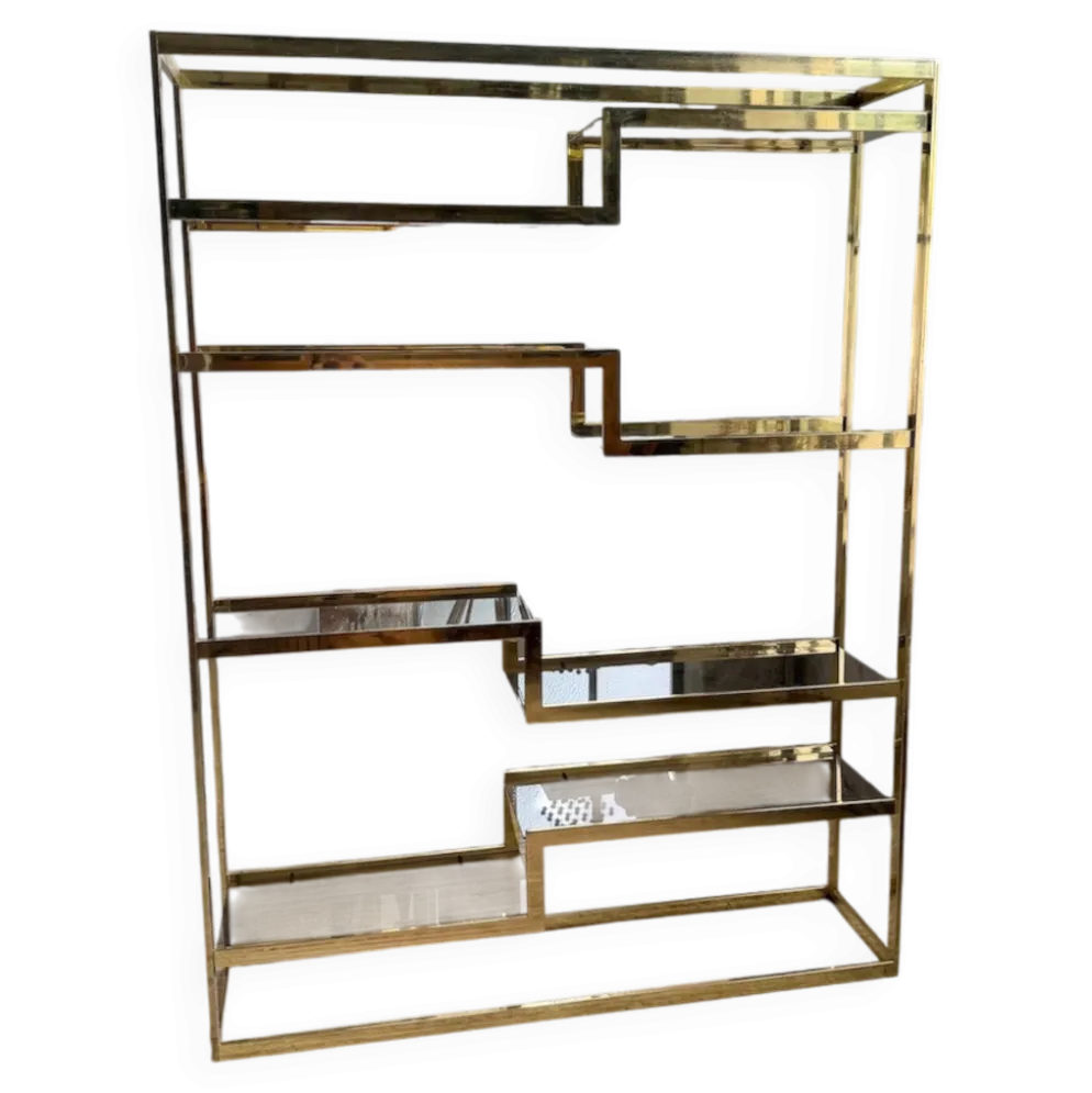 Etagère laiton 1970 Belgo Chrom regency