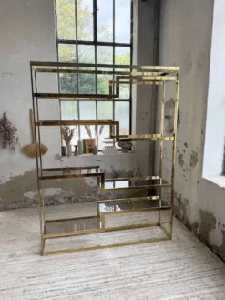 Etagère laiton 1970 Belgo Chrom regency