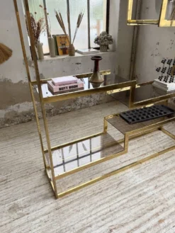Etagère laiton 1970 Belgo Chrom regency