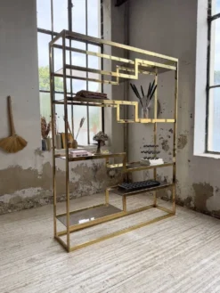 Etagère laiton 1970 Belgo Chrom regency