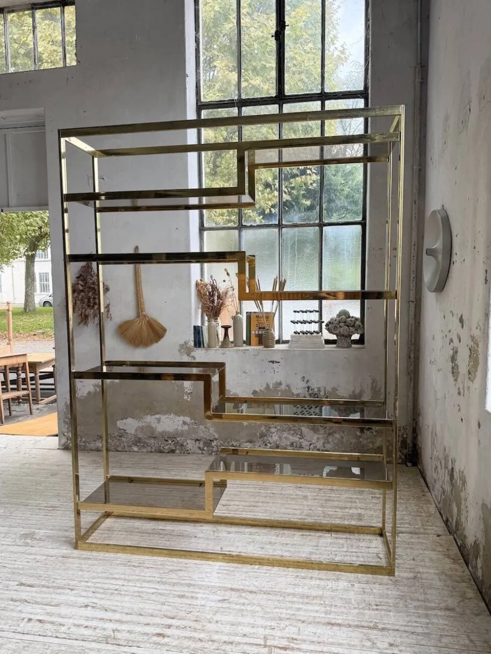 Etagère laiton 1970 Belgo Chrom regency