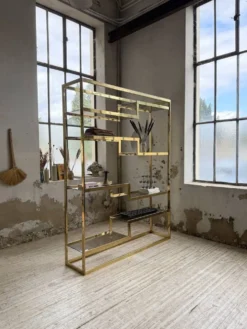Etagère laiton 1970 Belgo Chrom regency