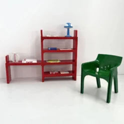 Etagère modulable rouge par Olaf Von Bohr pour Kartell, 1970
