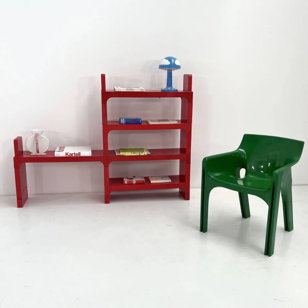 Etagère modulable rouge par Olaf Von Bohr pour Kartell, 1970
