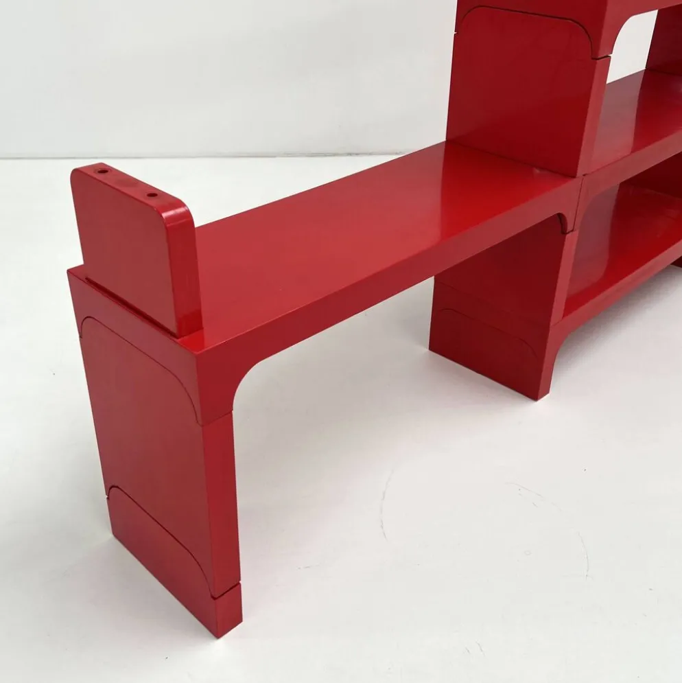 Etagère modulable rouge par Olaf Von Bohr pour Kartell, 1970