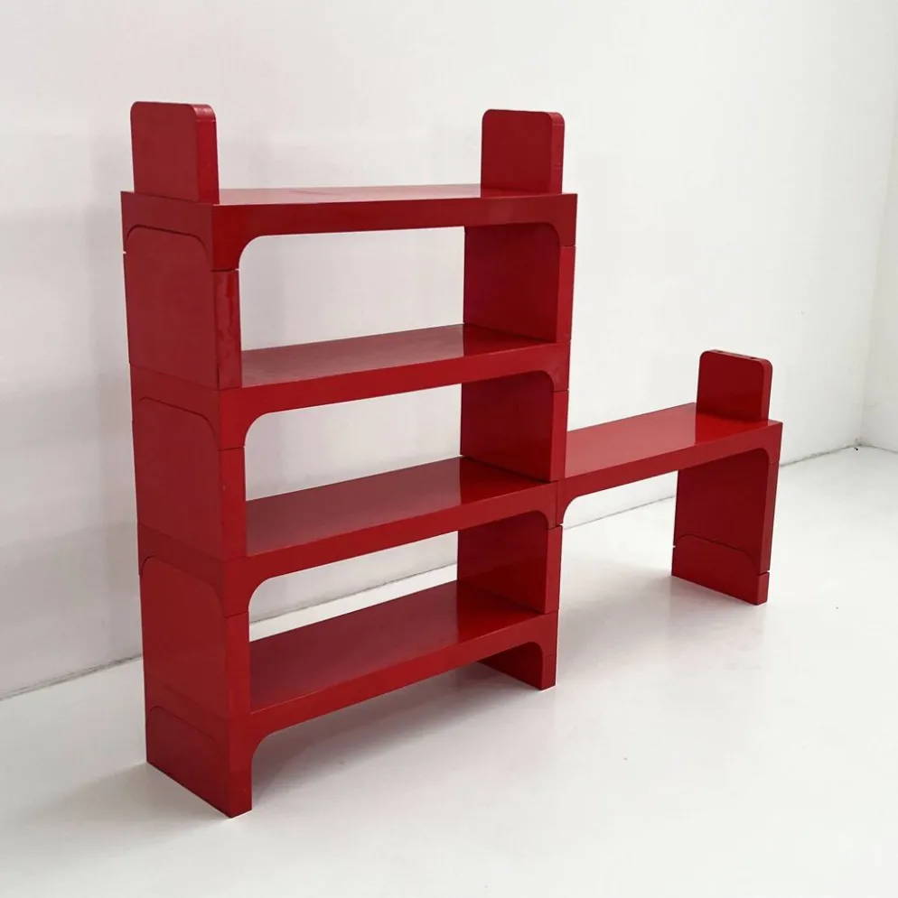 Etagère modulable rouge par Olaf Von Bohr pour Kartell, 1970
