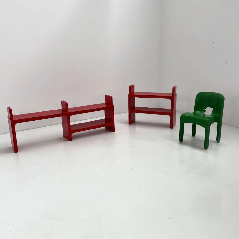 Etagère modulable rouge par Olaf Von Bohr pour Kartell, 1970