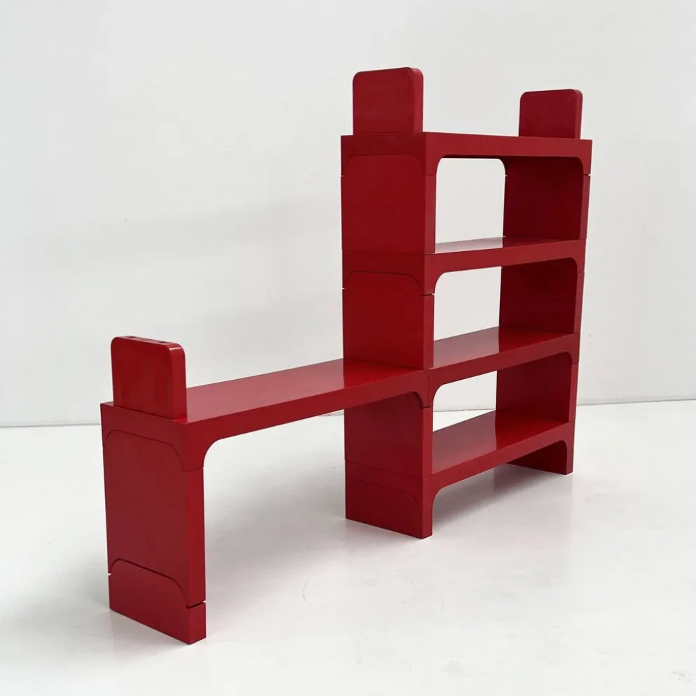 Etagère modulable rouge par Olaf Von Bohr pour Kartell, 1970