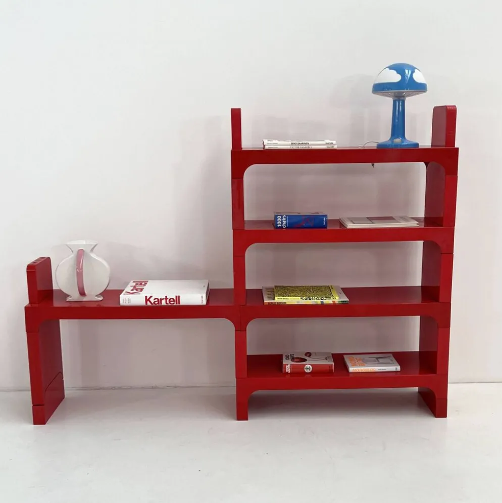 Etagère modulable rouge par Olaf Von Bohr pour Kartell, 1970